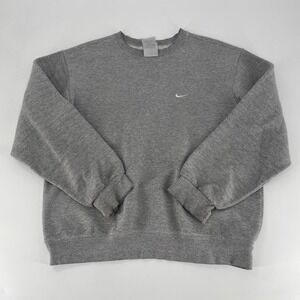 Nike Gray Sweatshirt Crewneck M Logo‎ Embroidered Pullover Mens VTG